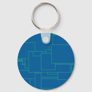 Porte-clés Alien art architecture squares abstract blue maze