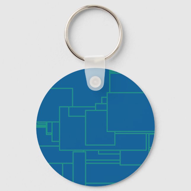 Porte-clés Alien art architecture squares abstract blue maze (Recto)