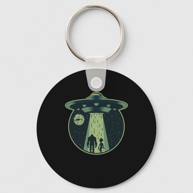 Porte-clés Alien Bigfoot Sasquatch OVNI Enlèvement Aliens Cad (Recto)