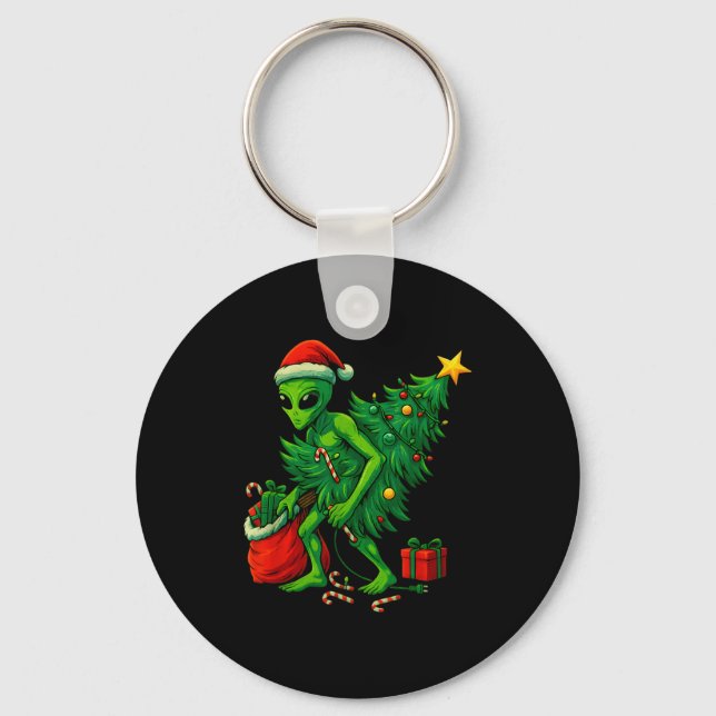 Porte-clés Alien Christmas Tree Lights Xmas Boys Men  (Recto)
