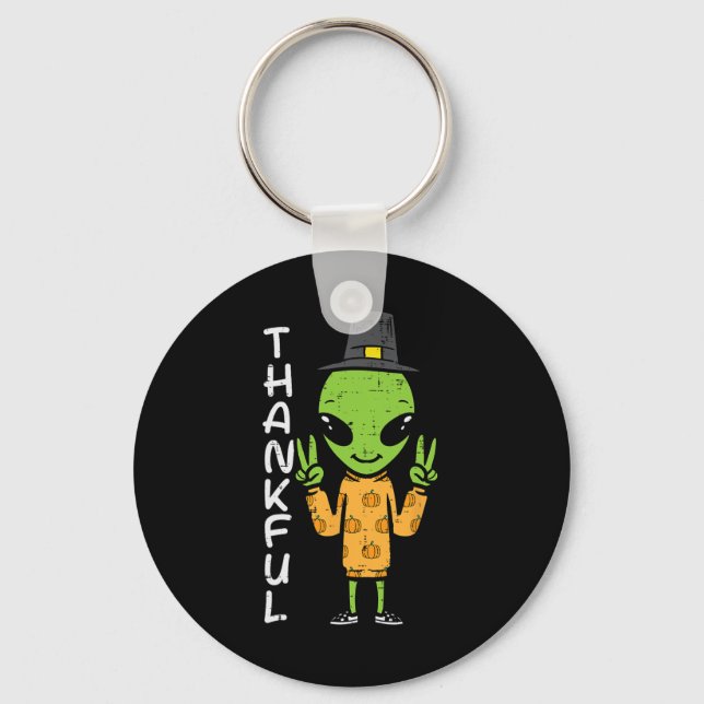 Porte-clés Alien de Thanksgiving Thankful Funny Fall Space Me (Recto)