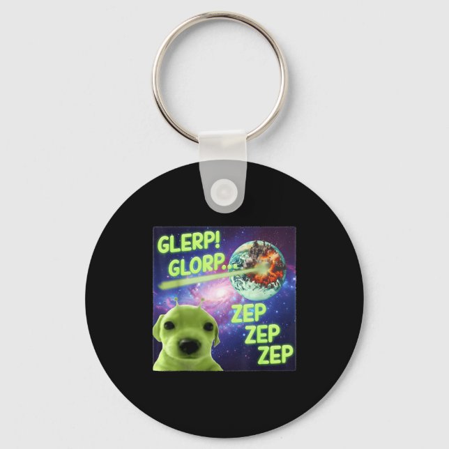 Porte-clés Alien Dog Meme Glerp Glorp Funny Space Laser Gift  (Recto)