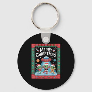Porte-clés Alien drôle Trio Joyeux Noël laid Santa Hat Gi