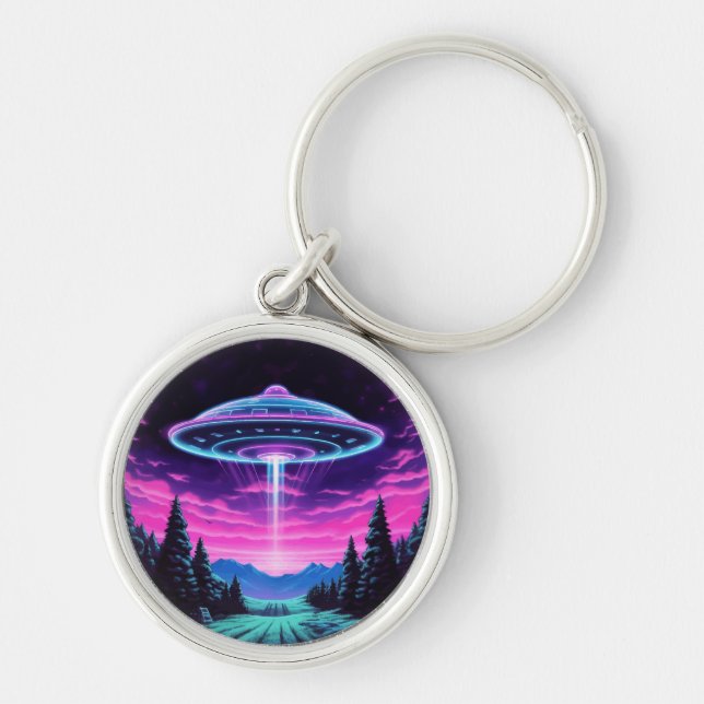Porte-clés Alien vaisseau spatial rétro futuriste (Devant)
