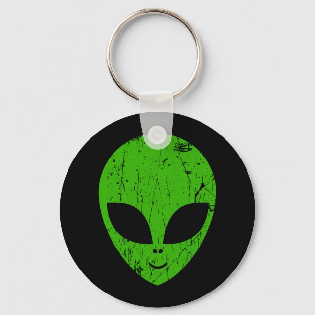 Porte-clés alien vert tête pour science-fiction extraterrestr (Recto)