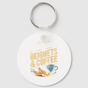 Porte-clés Alimenté par beignets et café drôle de citation de