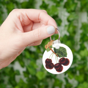 Porte-clés Aliments de fruits vintage, cerises mûres d'un arb
