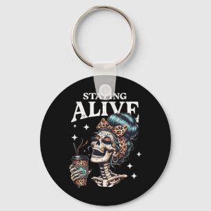 Porte-clés Alive Skeleton Halloween Leopard Messy Bun Femmes 