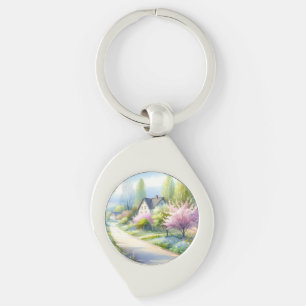 Porte-clés Allée enchantée de campagne fleurie