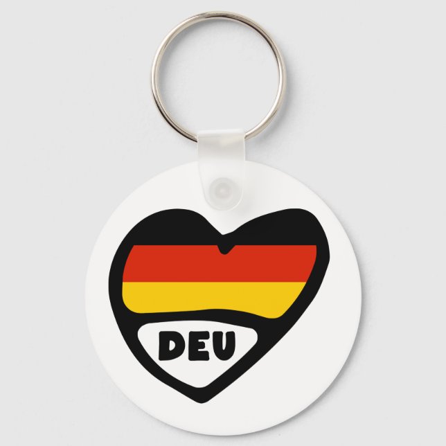 Porte-clés Allemagne Code Pays Drapeau Clavier Coeur, DEU (Recto)