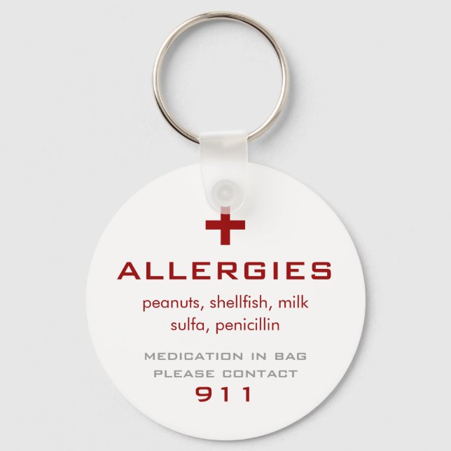Porte-clés Allergies Médicales (Recto)