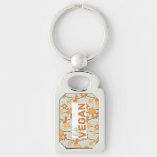 Porte-clés Allez Vegan ! Joli rétro muté fleurs des années 19