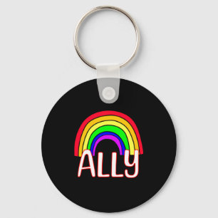 Porte-clés Allié LGBTQIA T-shirt de fierté arc-en-ciel et cœu