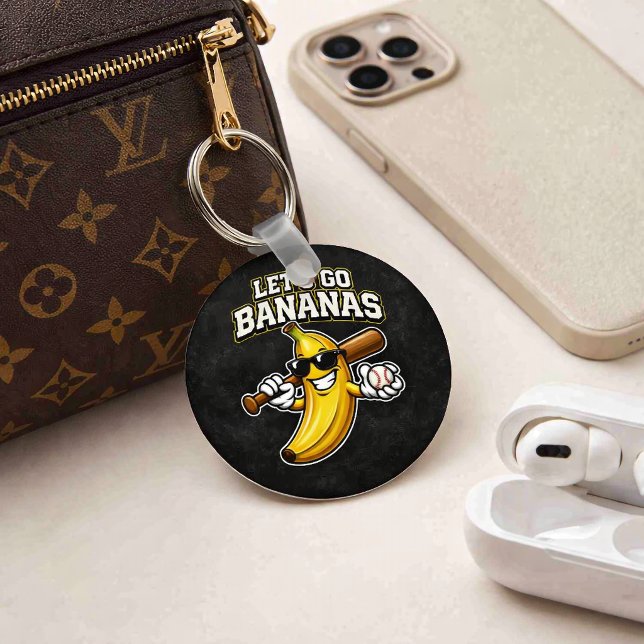Porte-clés Allons Bananes Baseball Rétro Banane Drôle (Créateur téléchargé)