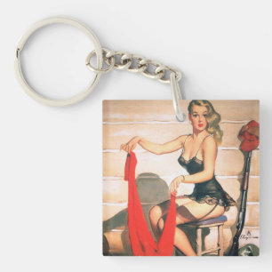 Porte-clés Allons Chasser - Art de Pin-up Vintage