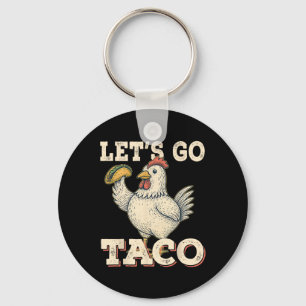 Porte-clés Allons Taco Drôle Chicken Holding Taco Retro Vin