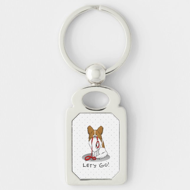Porte-clés Allons-y ! (walk) Papillon (white & red) Chien mig (Devant)