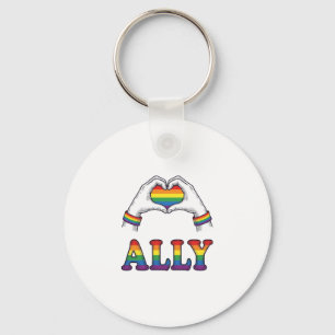 Porte-clés Ally Rainbow Hands Heart Vintage Pride Shirt Desig