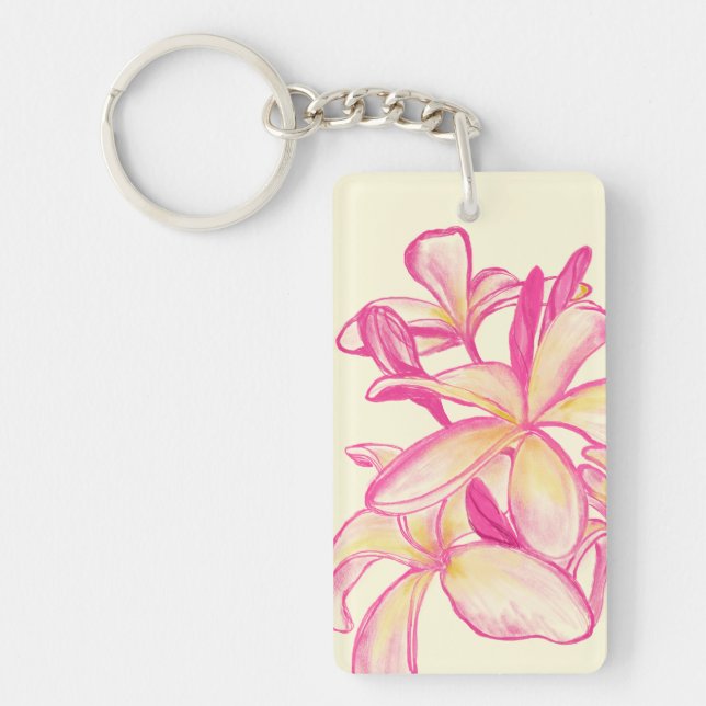 Porte-clés Aloha avec fleurs de Plumeria (Devant)