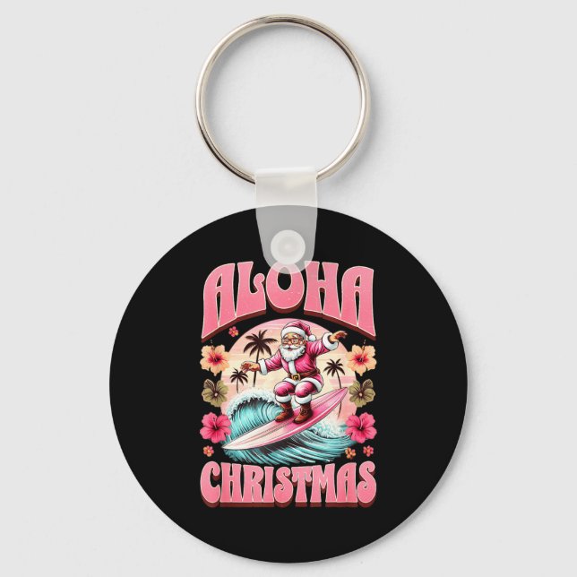 Porte-clés Aloha Christmas Santa Claus Surfing Hawaiian Mele  (Recto)