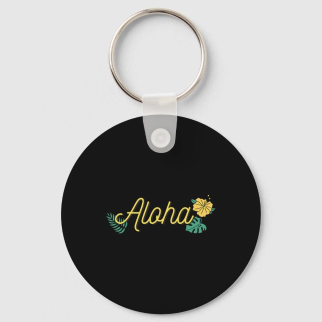 Porte-clés Aloha Hawaï Hawaï île tropicale Hibiscus Fleurs (Recto)