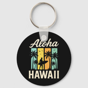 Porte-clés Aloha Hawaii - Plage de surf Palmier Coucher de so