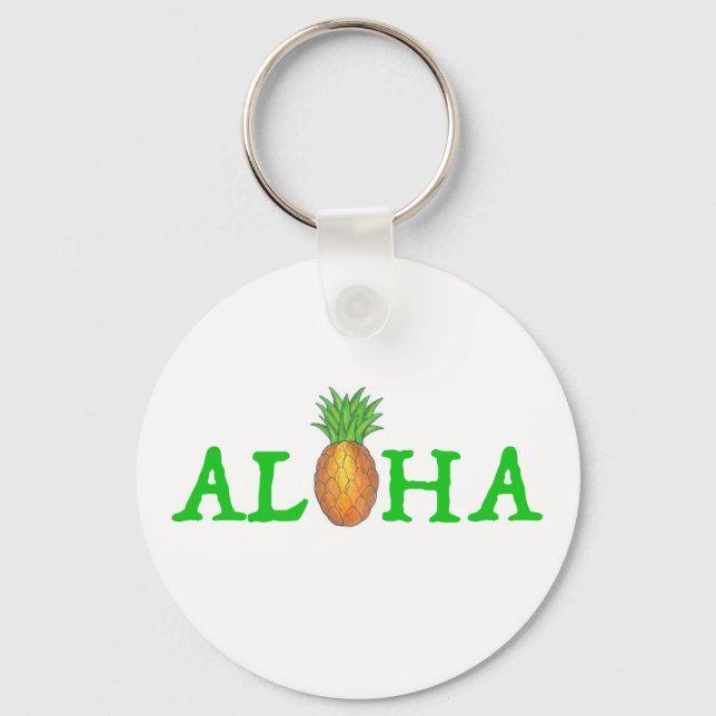 Porte-clés ALOHA Tropical Hawaii Hawaiian Pineapple Keychain (Recto)