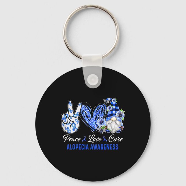 Porte-clés Alopécie Conscience Paix Amour Cure Gnome (Recto)