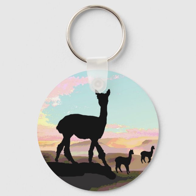 Porte-clés Alpacas coucher de soleil (Recto)
