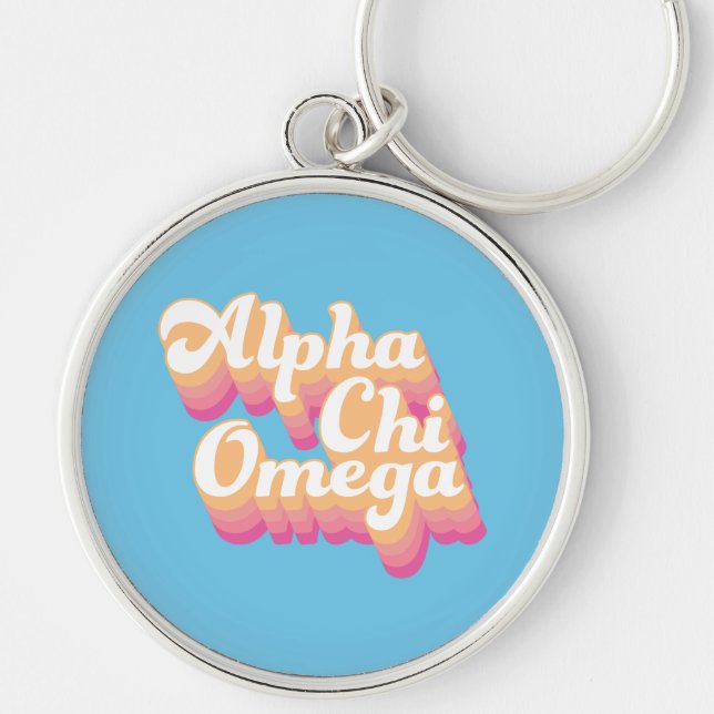 Porte-clés Alpha Chi Omega | Écriture Groovy (Devant)