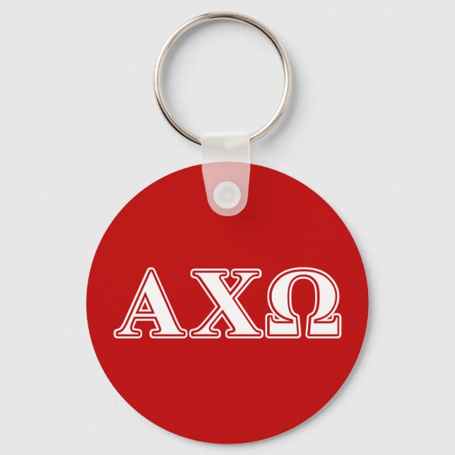 Porte-clés Alpha Chi Omega lettres blanches et rouges (Recto)