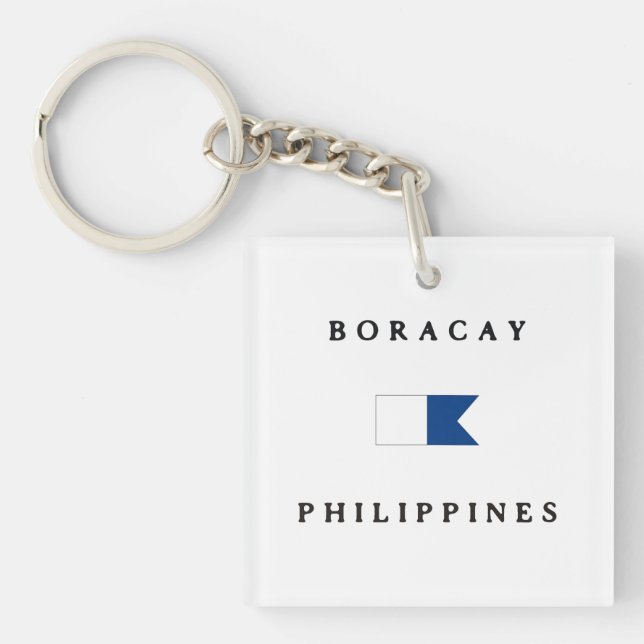 Porte-clés Alpha drapeau de piqué de Boracay Philippines (Devant)
