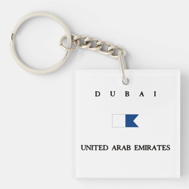 Porte-clés Alpha drapeau de piqué de Dubaï Emirats Arabes (Devant)