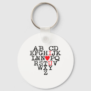 Porte-clés Alphabet Abc I Love You T Shirt Valentines Day Hea