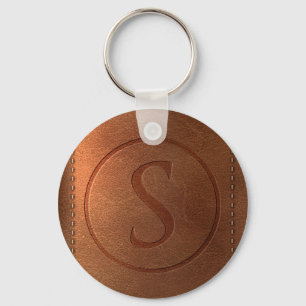 Porte-clés alphabet en cuir lettre S