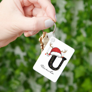 Porte-clés alphabet personnalisé de Noël pour coll