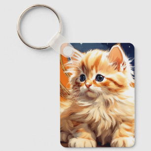 Porte-clés Alphonse Mucha Art Nouveau Chat orange