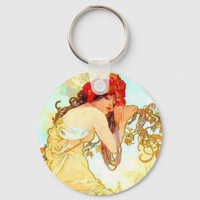 Porte-clés Alphonse Mucha Art Nouveau Été (Recto)