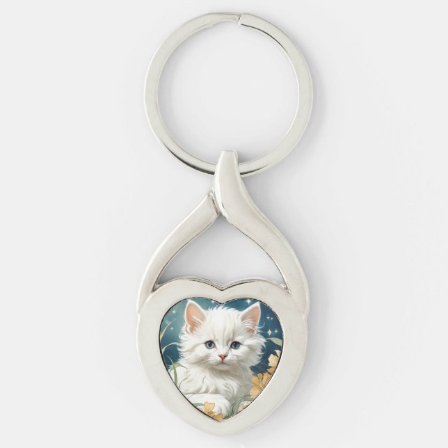 Porte-clés Alphonse Mucha Art Nouveau Kitten (Devant)