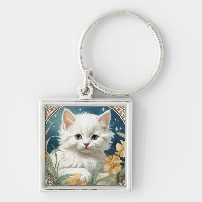 Porte-clés Alphonse Mucha Art Nouveau Kitten (Devant)