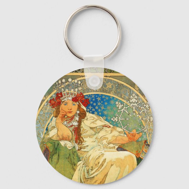 Porte-clés Alphonse Mucha Art Nouveau Princesse Hyacinth (Recto)