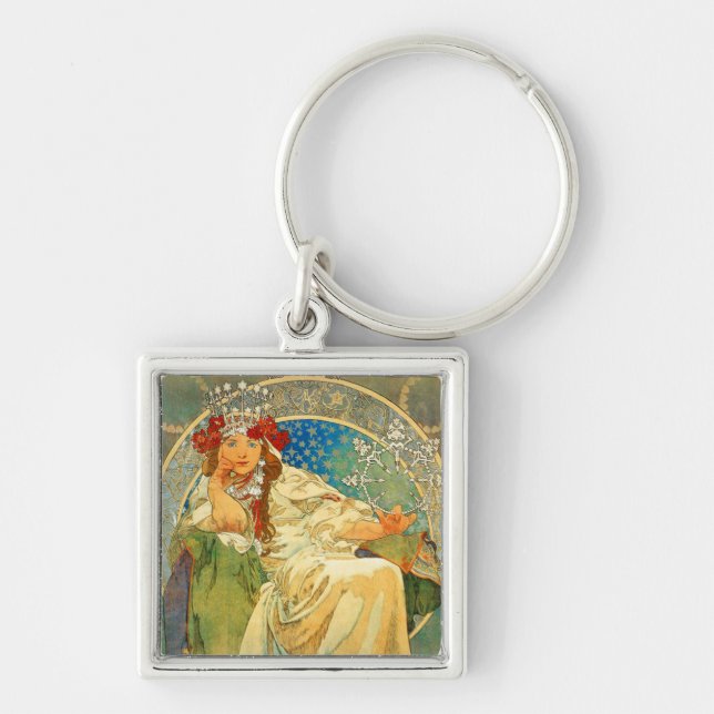 Porte-clés Alphonse Mucha Art Nouveau Princesse Hyacinth (Devant)