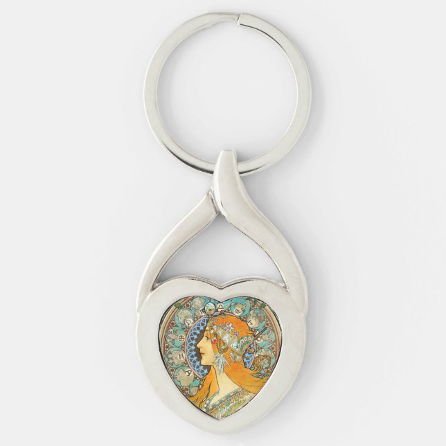 Porte-clés Alphonse Mucha Art Nouveau Zodiac (Devant)