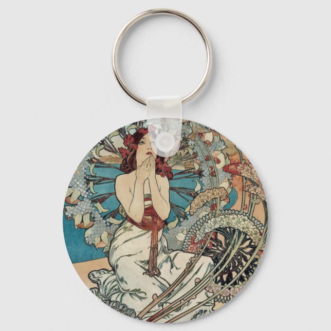Porte-clés Alphonse Mucha ~ Monaco Monte Carlo Art Nouveau (Recto)