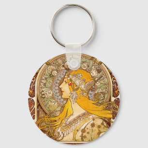 Porte-clés Alphonse Mucha Zodiaque Art Nouveau Décoration Vin