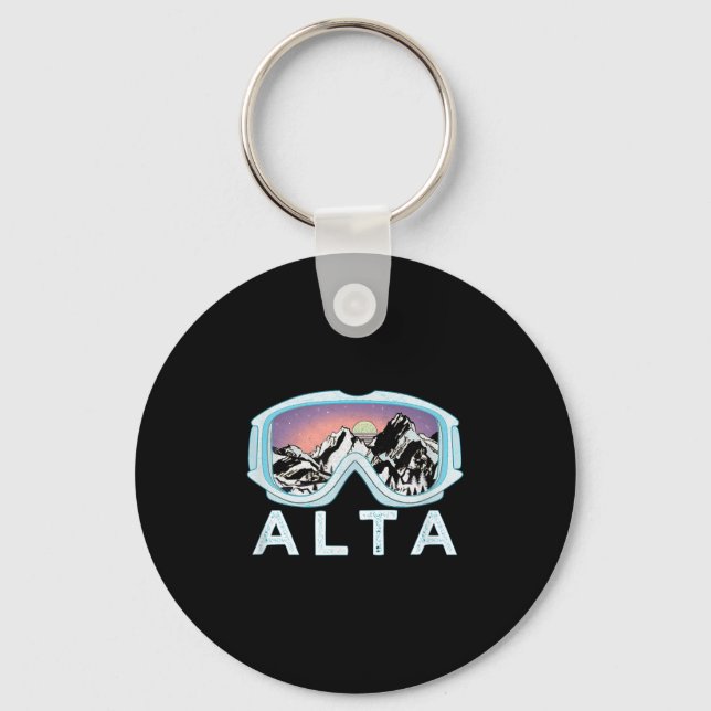 Porte-clés Alta Ski Design _ Alta, Ut Ski Cadeau De Neige (Recto)