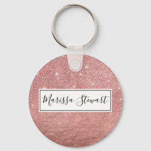 Porte-clés Aluminium emietté par parties scintillantes roses
