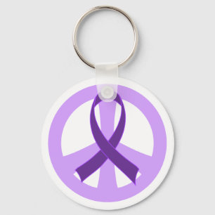 Porte-clés Alzheimers Purple Peace Sign Ribbon Cadeau