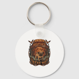 Porte-clés Am Night Fear Me Pug Halloween Moon_1