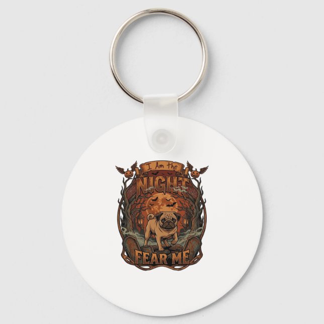 Porte-clés Am Night Fear Me Pug Halloween Moon_1 (Recto)